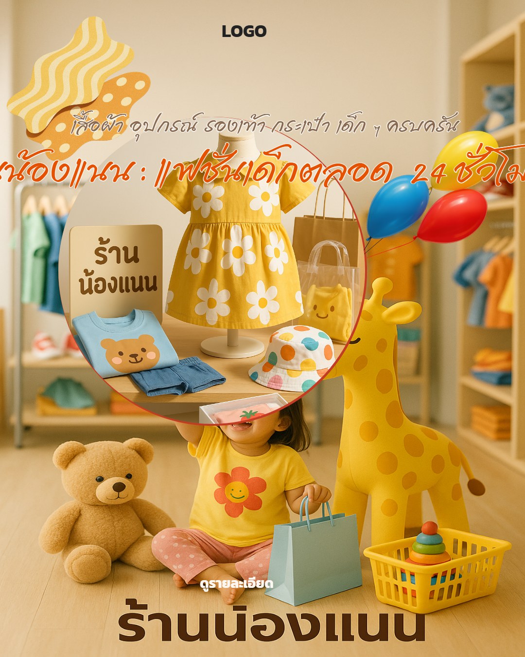 ร้านน้องแนน ขายเสื้อเด็ก อุปกรณ์ สำหรับเด็ก รองเท้า กระเป่า ตลอด 24 ชั่วโมง
