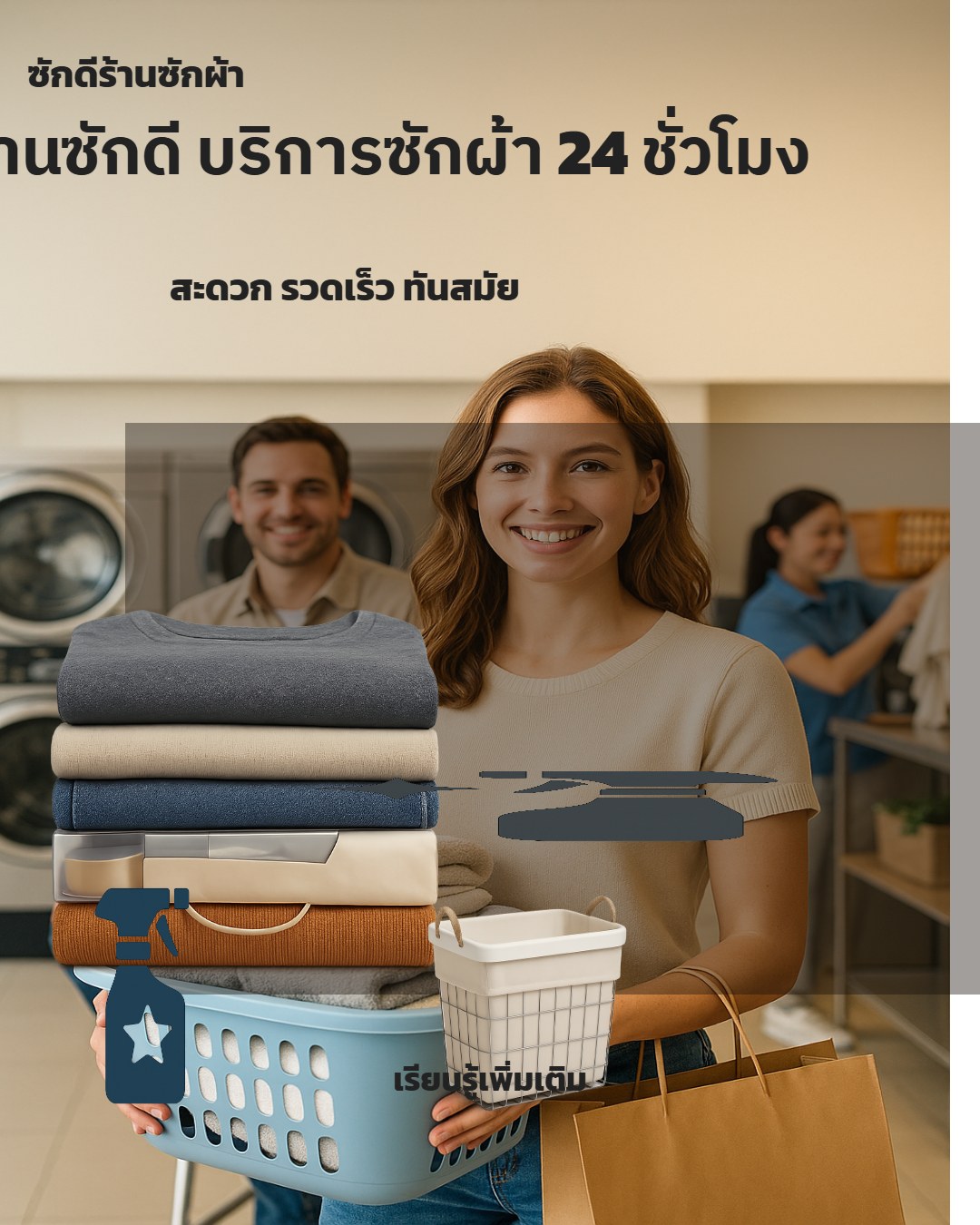 ซักดีร้านซักผ้า บริการซักผ้า อบผ้ารีดผ้า ตลอด 24 ชั่วโมง